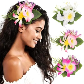HAIMEIKANG 3 Pieces Hawaiian Flower Hair Clips - Artificial Tropical Flower Hair Pins Large Hair Flowers For Women Hawaiian Hair Accessories Wedding Hair Piece