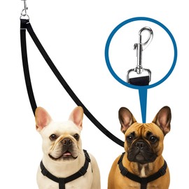 SunGrow 16-24" Adjustable Double Dog Walker Leash, Lightweight Dual Lead with 360° Swivel Zinc-Alloy Clips, Durable Polypropylene Strap, Fits Small to Medium Breeds, Ideal for Daily Walks & Training
