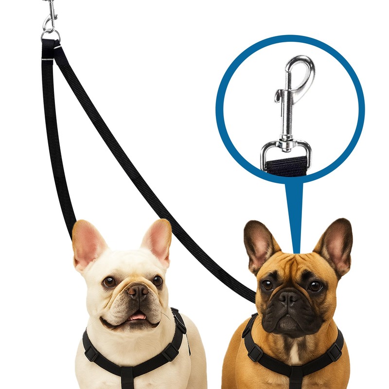 SunGrow 16-24" Adjustable Double Dog Walker Leash, Lightweight Dual Lead