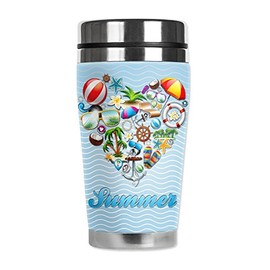 Mugzie brand 16-Ounce Travel Mug with Insulated Wetsuit Cover - I Summer Heart