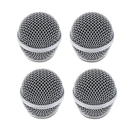 YdseozOA 4 Pack Metal Microphone Mesh Heads, Compatible with SM58 Microphone, Replacement Vocal Microphone Grille, Windshield Microphone, Metal Head with Sponge