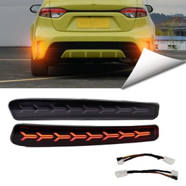 BINQIGOO Full LED Rear Reflector Fog DRL Kit for Toyota Corolla 2021-2023 L LE XLE, Function as Dynamic Sequential Turn Signal Lights，Brake Light, Bumper Lamps (Fishbone Smoked)