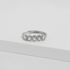 Meissa Sterling Silver Engagement Ring for Women Bridal Adjuastable Cubic Zirconia Eternity Wedding Ring Handmede Silver Promise Bands, Silver