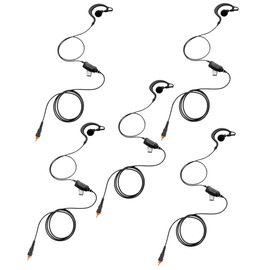 5 Pack G-Shape Earhook Earpiece with in-Line PTT/Mic for Motorola On-Site Radios CLP1010 CLP1040 CLP1060 (CLP 1010 1040 1060), Ear Hook Headset with Reinforced Cable