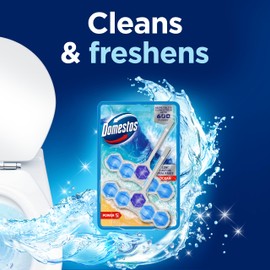 Domestos Power 5 Ocean Toilet Rim Blocks toilet freshener with a long-lasting fragrance clean and freshen for up to 300 flushes 2x 50 g