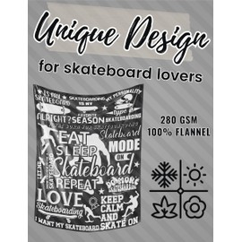 Huglanket Skateboard Gifts Blanket for Men, Flannel Skateboard Blanket Throws (50"x 65") as Christmas, Birthday Gift for Skateboard Lovers