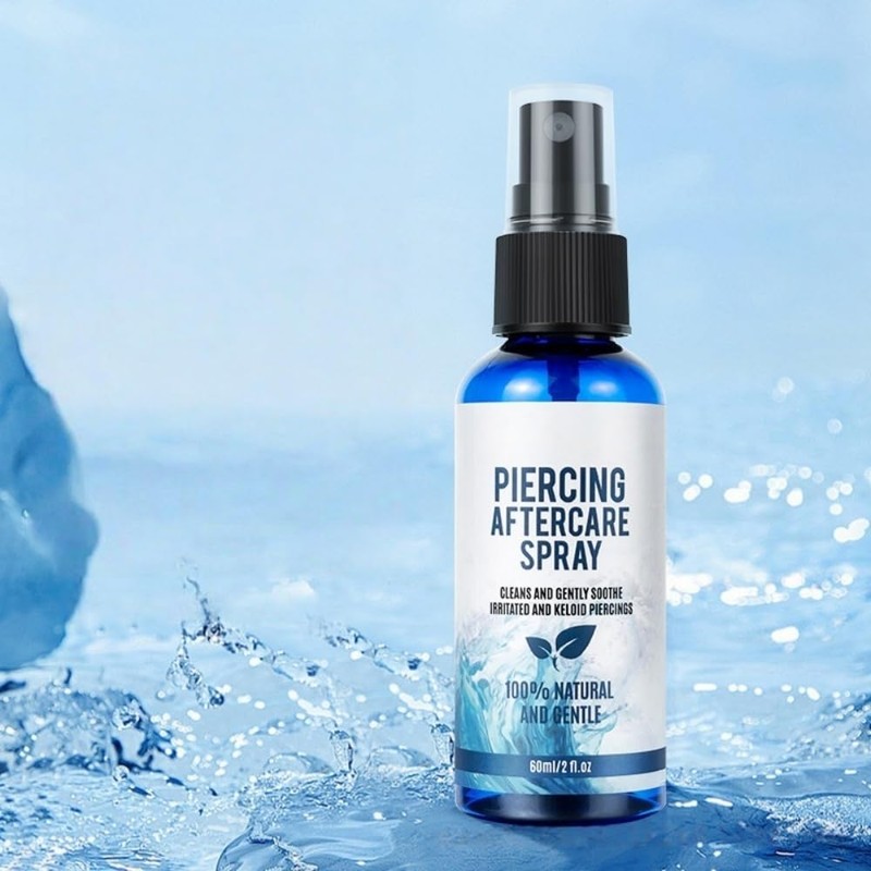 2OZ Piercing Aftercare Spray, Saline Spray for Piercings, Piercing Cleanser