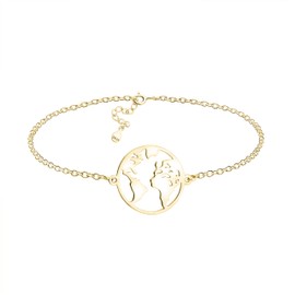 Sofia Milani Women's Bracelet World Map Globe Pendant Silver, Gold-Plated Silver