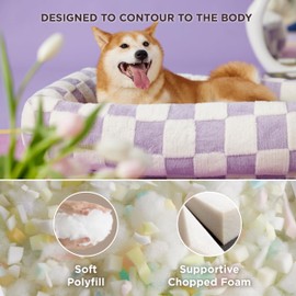 Lesure Cute Dog Bed for Large Dogs - Washable Pet Beds,Cozy Rectangle Orthopedic Sofa with Jacquard Shaggy Plush & Anti Slip Bottom,36x27x8inches