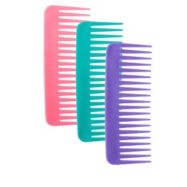 3pcs Large Hair Detangling Comb, Wide Tooth for Curly Hair, No Handle Styling Shampoo Comb, Pink,Blue and Purple