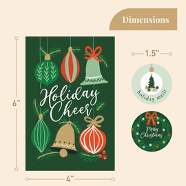 Rileys & Co. Christmas Cards Multipack, 50-Pack Holiday Greeting Cards Set with Envelopes and Stickers, 5 Assorted Designs, Family Christmas Cards Pack, 6x4 Inch Christmas Cards for Family Members