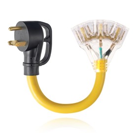 30 Amp to 20 Amp 110V RV Distribution Adapter Power Cord, ETL Listed NEMA TT-30P Male to 3X 5-15R/5-20R Female T-Blade Household Outlets Extension Cord 10-AWG 1FT (TT-30P/3X5-15R)