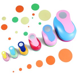 6 Pieces Circle Punch, 3", 2", 1.5", 1", 5/8'', 5/16" Round Shape Hole Punch Lever Action Paper Punch Circle Cutter for Paper Crafts Scrapbook Single Hole Puncher for Paper Craft Gift Wrapping