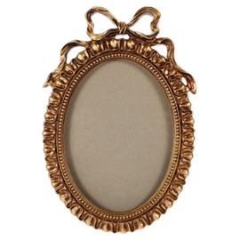 LUOZZY Oval Picture Frame European Style Photo Frame with Embossed Bow Picture Frame Antique Ornate Display Photo Frame for Home Wall Decor - Gold