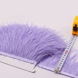 FQTANJU 2 Yards Soft & Natural Ostrich Feathers Fringe Trims Ribbon Used for Dress, Sewing, Craft Clothing, Lighting Decoration, Clothing DIY, etc. (Violet)