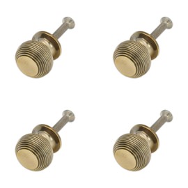 Infinity Decor 4 x Traditional Style Beehive Solid Brass Cupboard Knobs 30mm Ideal for Drawers, Cupboards, Doors
