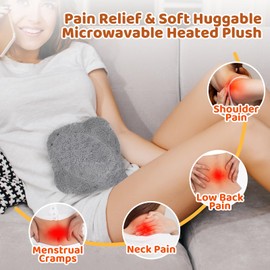 Mewaii Warm Plush Ray Fish Stuffed Animals Heating Pad, Heatable Ray Fish Pillow Plush for Period Cramps Stress Relief, Stuffed Gray Ray Fish Gifts Plush Toys for Girls Women