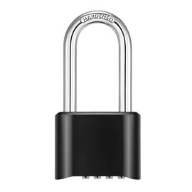 NUZAMAS Pack of 2 Heavy Duty Extra Long Shackles Combination Padlock - 4 Wheels Padlock - Zinc Alloy for Corrosion Resistance - Waterproof Keyless-Lock for Home, School & Garage Locker-Black