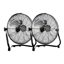 Vie Air 20 Inch Twin Pack Industrial Tilting High Velocity 3 Speed Metal Floor Fan, Black