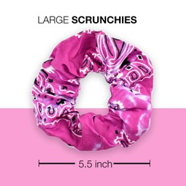 Basic Sense Paisley Scrunchies, Tie Dye Paisley Hair Scrunchy, Hair Ties, Ponytail Holder, A set of 2pcs, Rapsberry