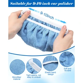 Tallew 40 Pcs 9 to 10 Inches Buffer Pads Bulk Car Polisher Bonnets Orbital Buffer Bonnets Microfiber Polishing Pad Car Wax Cover for Cleaning and Polishing (Light Blue)