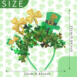 St. Patrick's Day Headband Shamrock Headbands Glittery Gold Green Clover Top Hat Hair Bands Irish Hair Decorations for Women Girls Kids St Patrick's Day Holiday Party Hair Accessories Gifts 1PCS