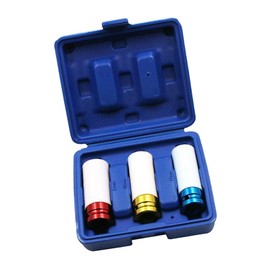 Thin Deep Socket, 0.7 inches (17 mm), 0.7 inches (19 mm), 0.8 inches (21 mm), Wheel Nut Socket Set, Insertion Angle 0.5 inches (12.7 mm), Storage Case
