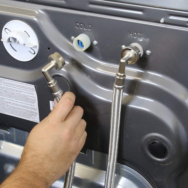 Eastman 48374 Stainless Steel Washing Machine Hose with Elbow, 5