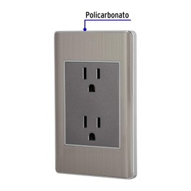 Volteck CODO-LA, Placa armada con contacto dúplex 3 módulos 2 polos + tierra colo acero línea Lisboa