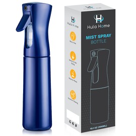 Hula Home Continuous Spray Bottle for Hair (10.1oz/300ml) Empty Ultra Fine Plastic Water Mist Sprayer – For Hairstyling, Cleaning, Salons, Plants, Essential Oil Scents & More - Blue