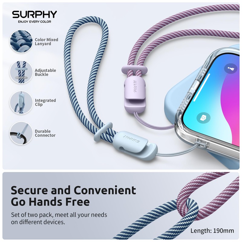 SURPHY Wrist Strap Lanyard for Phone, 2 Pack Adjustable Combination