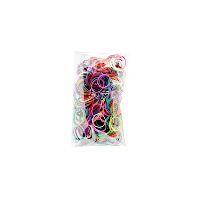 Elastiplay Silikon Bänder + 5 S-Clips, für Armbänder, bunt, 105-teilig