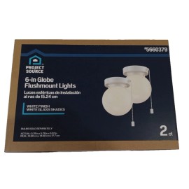 Project Source 2 -Light 6-in Gloss WhiteFlush Mount Light 2 -Pack