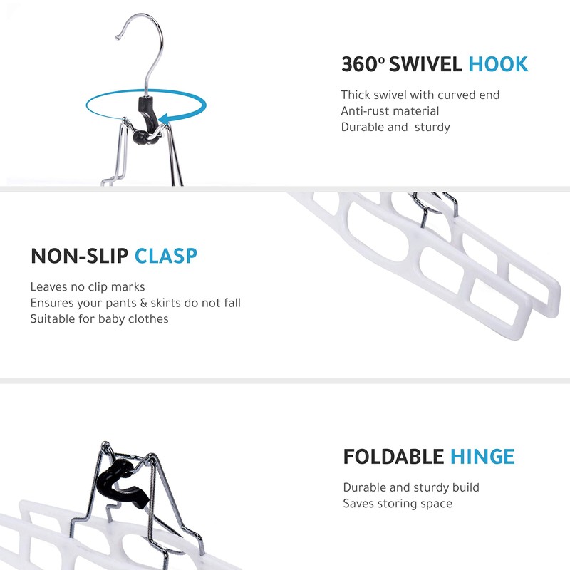 Premium Skirt Hangers 2-Pack - Thin Space-Saving Skirt Hanger Set