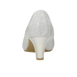 Fitters Women's Aurelia Court Shoes Plus Size - Large Ladies Shoes Aurelia EU 42 43 44 45 46, Silver Glitter Textile