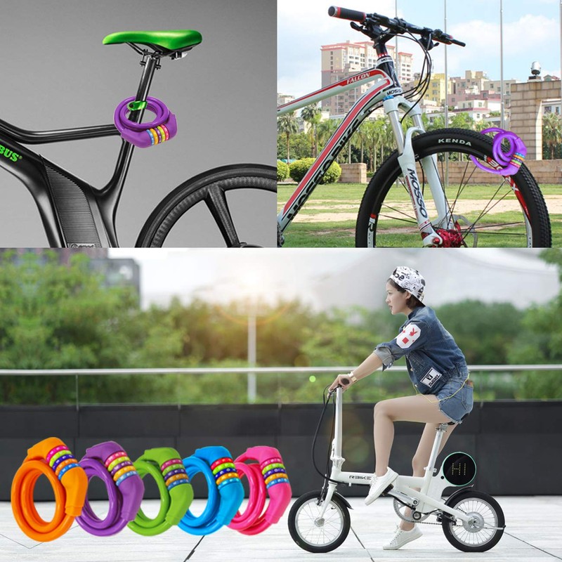 IDEALUX Bike Lock Cable, Resettable Cable Lock Self Coiling 5