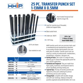 HHIP 8600-0043 25 Piece 1-13mm Metric Transfer Punch Set