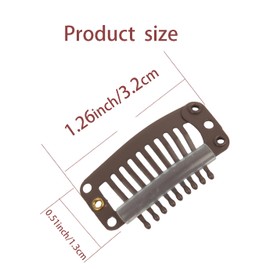 20 Pieces Hair Extension Clips, Snap 9 Teeth Stainless Steel Clips for Wigs, Hair Bangs, Hair Toppers, Toupees with Needle and Thread Kit (Dark Brown)