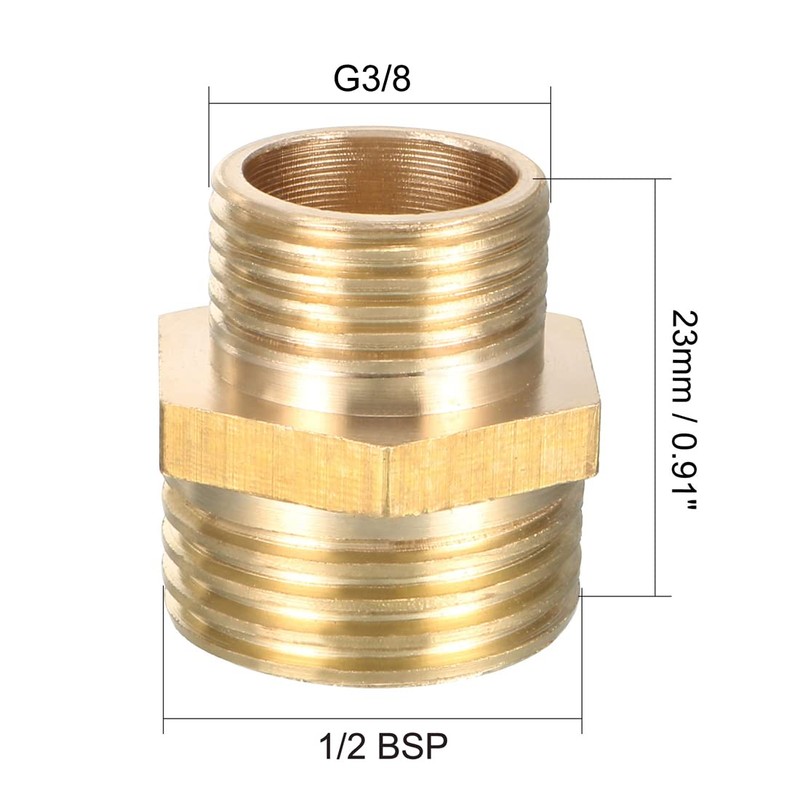 sourcing map Brass Pipe Fitting Reducing Hex Nipple 1/2 BSP