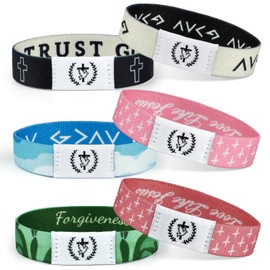 Pinsit Bible Verse Bracelets, 6PCS Christian Bracelets, Elastic Jesus Bracelet with NFC Scan for Women Men Teens Gifts