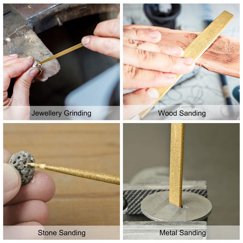 sourcing map Diamond Needle Files, 3mm x 140mm Titanium Coated