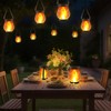 2 Pack Solar Flame Lanterns Outdoor,Realistic Flickering Flame Solar Lights