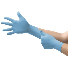 Ansell Microflex 92-134 Disposable Powder-Free Nitrile Gloves for Cleaning w/Textured Fingertips - Small, Blue (Box of 100)