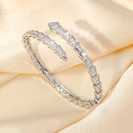Zircon Bracelet Serpentine shaped ，Snake Bracelet for Women Bracelets for Wom (silvery)