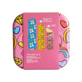 Bandas Adhesivas de Unicornios para Niños, 48 piezas, Banditas de Tela, Con Almohadilla, Transpirable, 2 Tamaños, Lata de Aluminio, Hipoalergénicas, H