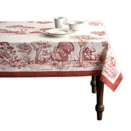 Maison d'Hermine Holy Jouy - Red 100% Cotton Tablecloth for the Kitchen, Dinner, Tabletop, Party Decoration, Weddings, Thanksgiving/Christmas (Rectangle, 160 cm x 220 cm)