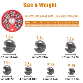 Split Shot Fishing Weights Sinkers Kit, 120g/box Removable Round Split Shot Fishing Sinkers Small Fishing Egg Weights Assortment Gear Tackle