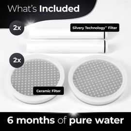 4-Pack Silvery Technology™ Replacement Filters for Handheld Filtered Shower Head - Enjoy 6 Months of Pure Water - High Water Pressure