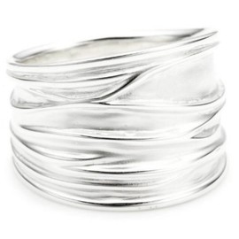 Vinani Ring - Wide Structure, Sandblasted, Shiny, 925 Sterling Silver, Sterling Silver