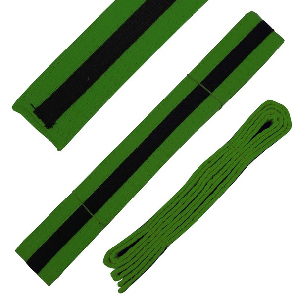 Ace Martial Arts Supply Black Stripe Color Belt (Green, 7)